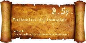 Malkovics Szilveszter névjegykártya